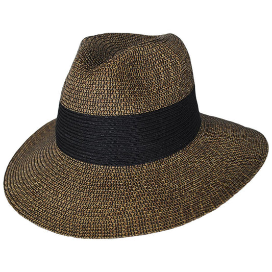 Jeanne Simmons | Inline Toyo Straw Fedora Hat | 101809 | lead | BLACK TWEED
