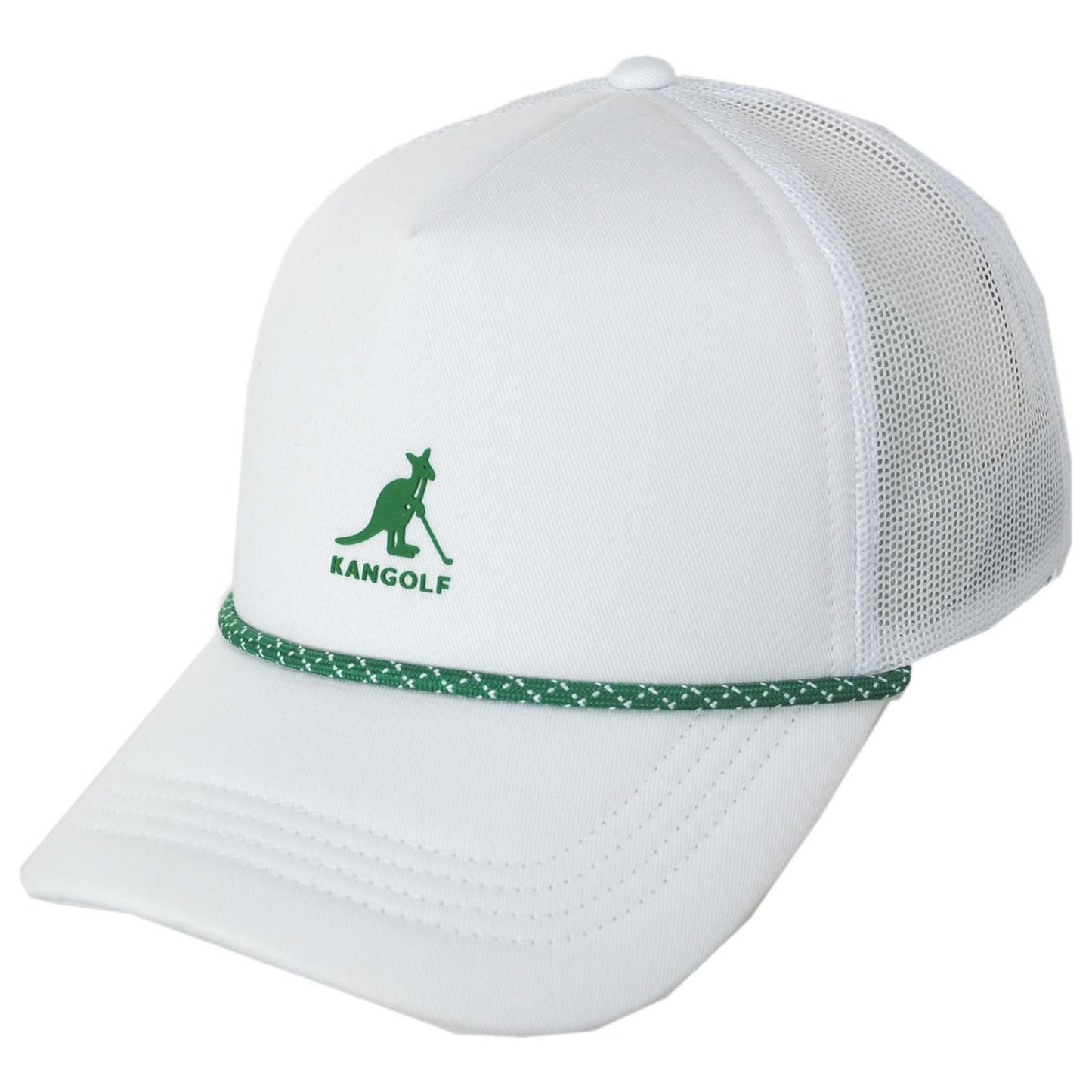 Kangol | Kangolf Cotton Mesh Trucker Snapback Baseball Cap | 201144 | lead | WHITE