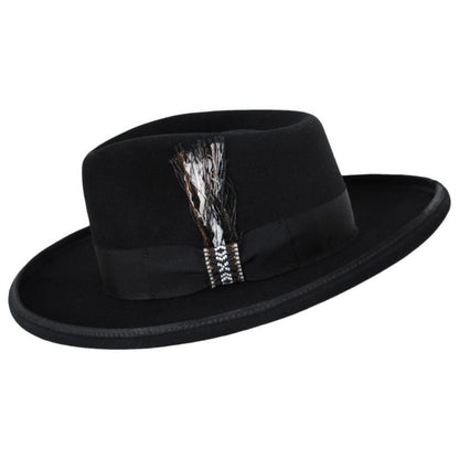 Renegade | Cote Pencil Curl Brim Wool Felt Fedora Hat | 130384 | profile | BLACK