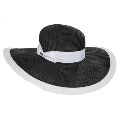 Karen Keith | Resort Straw Swinger Wide Brim Hat | 102217 | lead | BLACK/WHITE