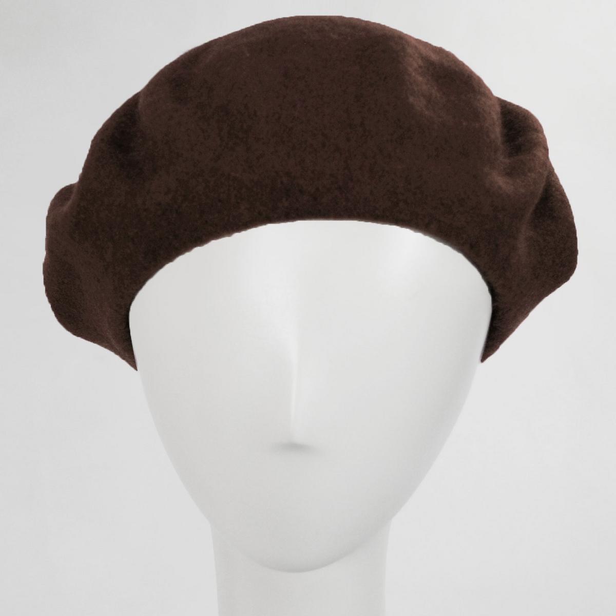 Village Hat Shop | Wholesale Wool Fashion Beret B2B Pre-Pack | B2B152500 | front | BROWN