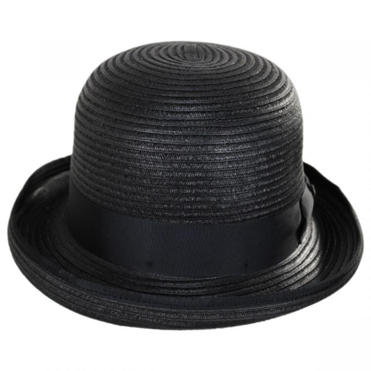 Bigalli | Kanye Toyo Straw Bowler Hat | 129228 | front | BLACK
