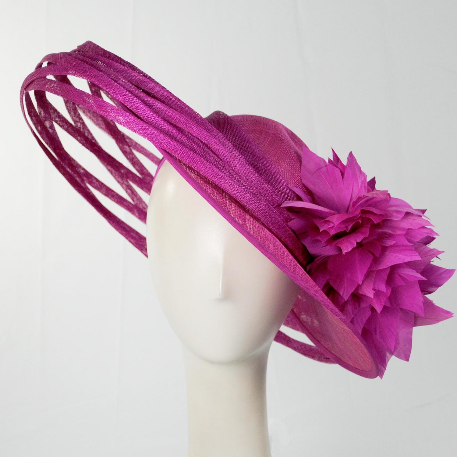 Lily & Taylor | Saturnalia Sinamay Straw Fascinator Hat | 124274 | front | FUCHSIA