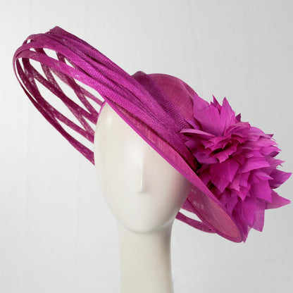 Lily & Taylor | Saturnalia Sinamay Straw Fascinator Hat | 124274 | front | FUCHSIA