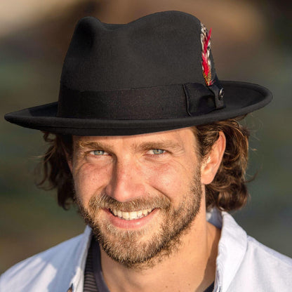 Jaxon Hats | C-Crown Crushable Wool Felt Fedora Hat | 135003 | lsmone | BLACK