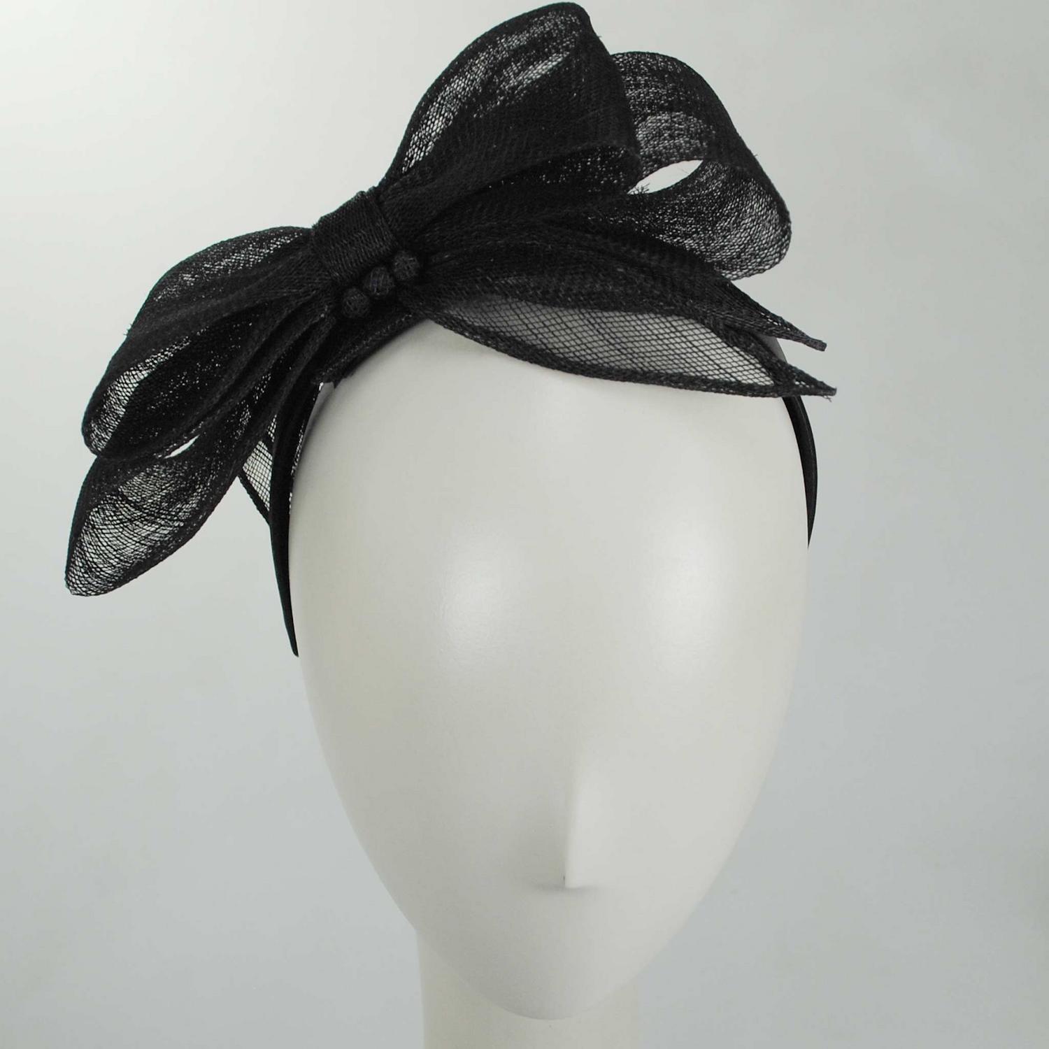 Kathy Jeanne | Mignonne Sinamay Straw Fascinator Hat | 122436 | front | BLACK