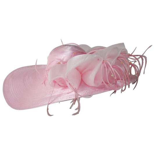 Whittall & Shon | Organza Ruffles Satin Swinger Dress Hat | 124294 | lead | PINK