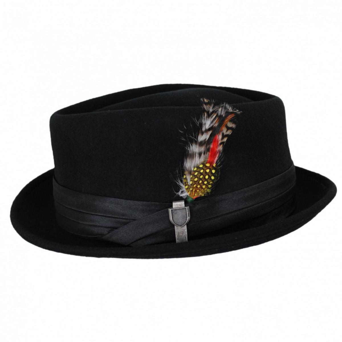 BRIXTON HATS | Stout Wool Felt Diamond Crown Fedora Hat - Black | 135602BLK | profile | BLACK