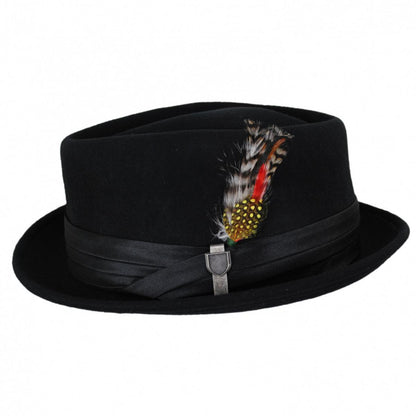 BRIXTON HATS | Stout Wool Felt Diamond Crown Fedora Hat - Black | 135602BLK | profile | BLACK