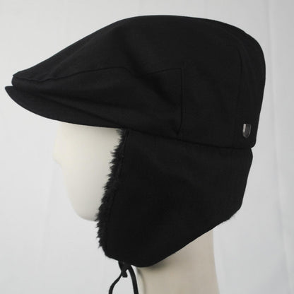BRIXTON HATS | Barrel Cotton Earflap Ivy Cap | 161556 | profiletwo | BLACK/BLACK