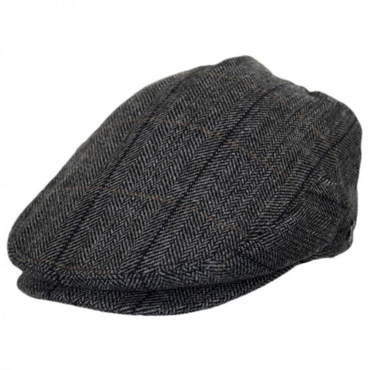 Jaxon Hats | Holborn Herringbone Plaid Wool Blend Ivy Cap | 167749 | lead | CHARCOAL