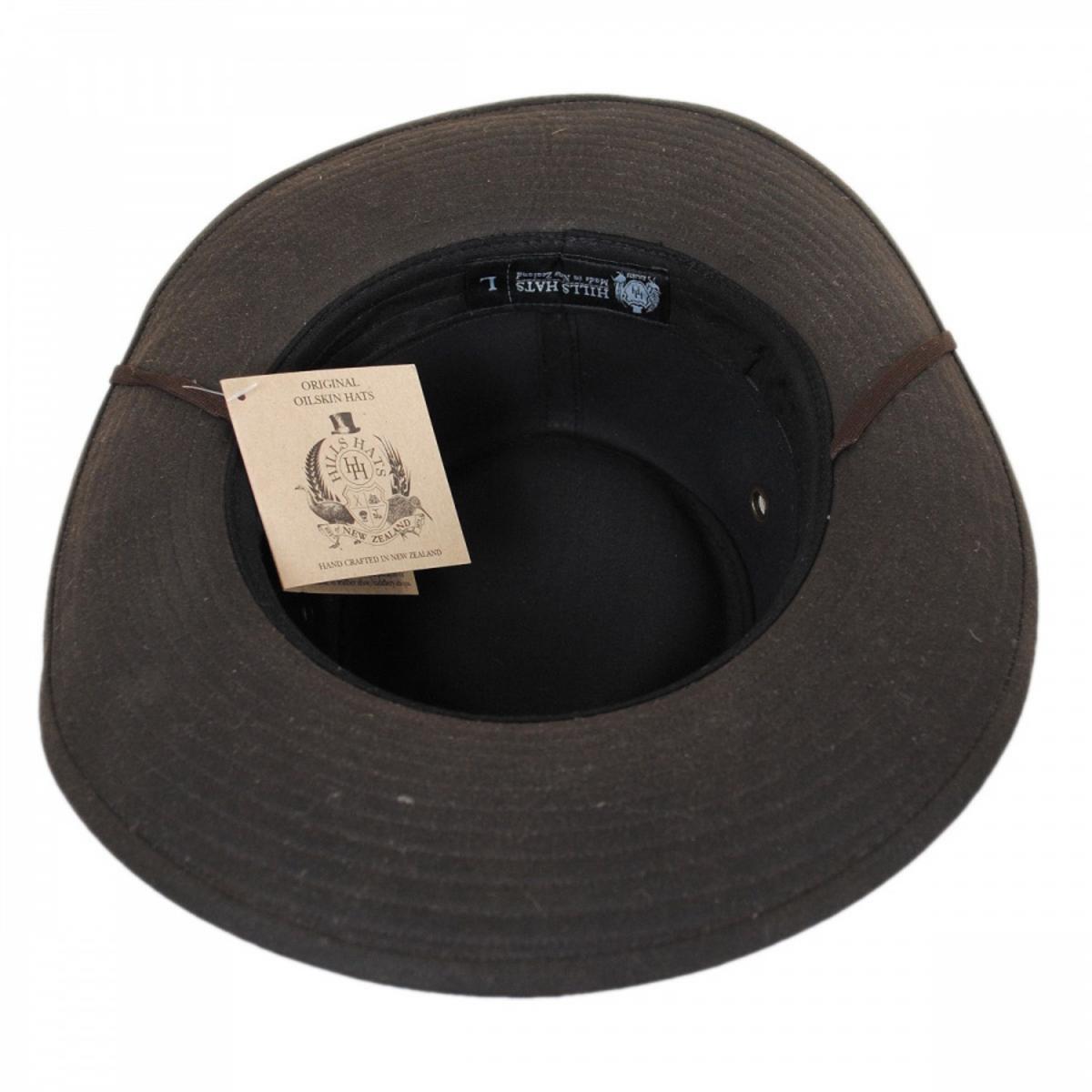 Hills Hats of New Zealand | The McKenzie Waxed Cotton Outback Hat | 401700 | under | BROWN