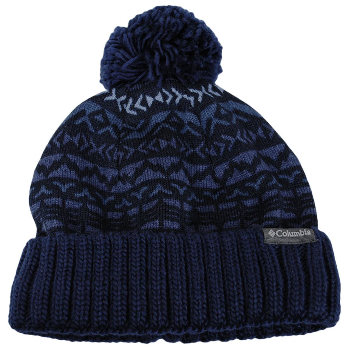 Columbia Sportswear | Sweater Weather Pom Beanie Hat | 500744 | lead | COLLEGIATE NAVY MADRAS