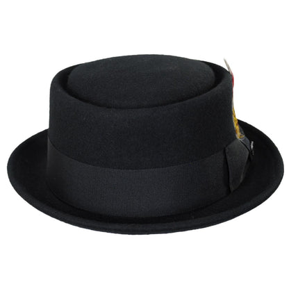 Jaxon Hats | Wholesale Crushable Wool Felt Pork Pie Hat B2B Pre-Pack | B2B135007 | front | BLACK