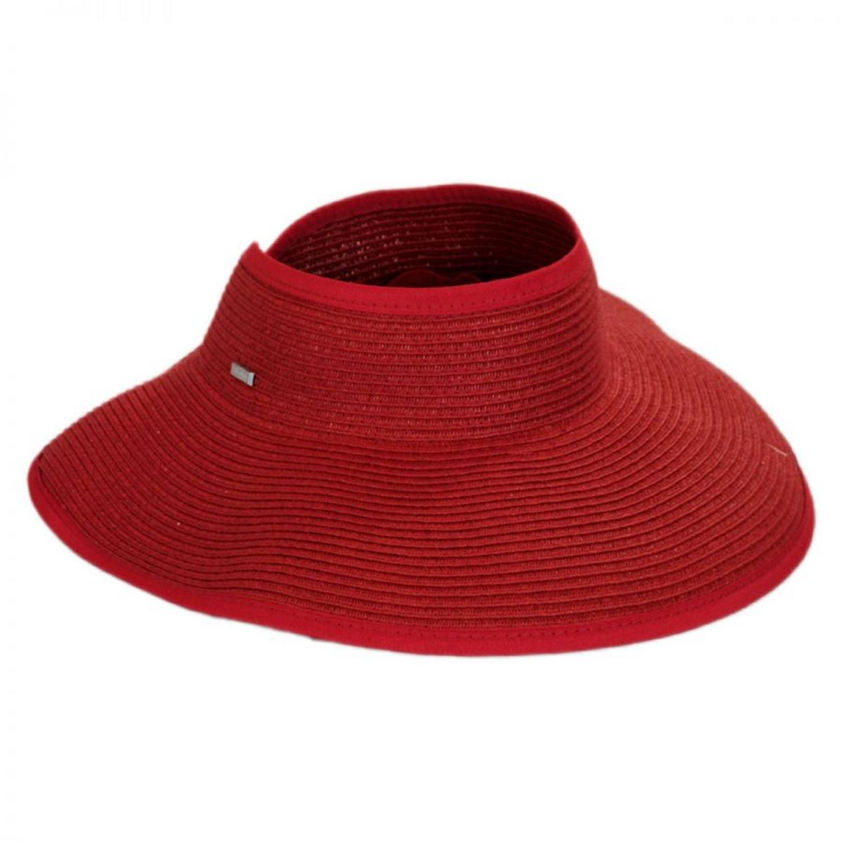 San Diego Hat Company | Roll Up Toyo Straw Visor | 197300 | lead | RED