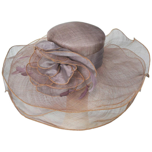 Jeanne Simmons | Organza Flower Triple Layer Sinamay Straw Boater Dress Hat | 120773 | lead | LAVENDER