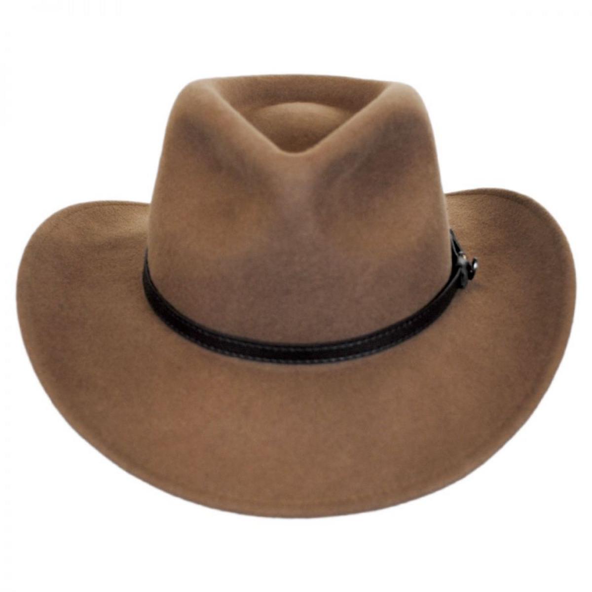 Jaxon Hats | Crushable Wool Felt Outback Hat | 135002 | front | PECAN