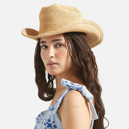 BRIXTON HATS | Odessa Raffia Straw Cowboy Hat | 104063 | lsfone | TAN