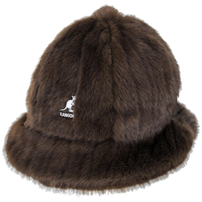 Kangol | Striped Faux Fur Casual Hat | 185835 | lead | BROWN DEBOSSED STRIPE