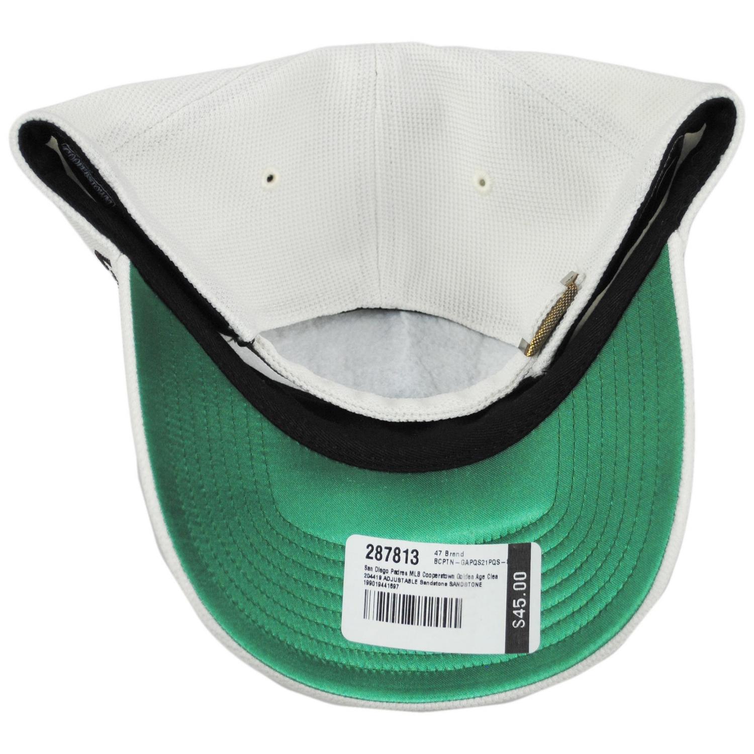 47 Brand | San Diego Padres MLB Cooperstown Golden Age Clean Up Strapback Baseball Cap Dad Hat | 204419 | under | SANDSTONE