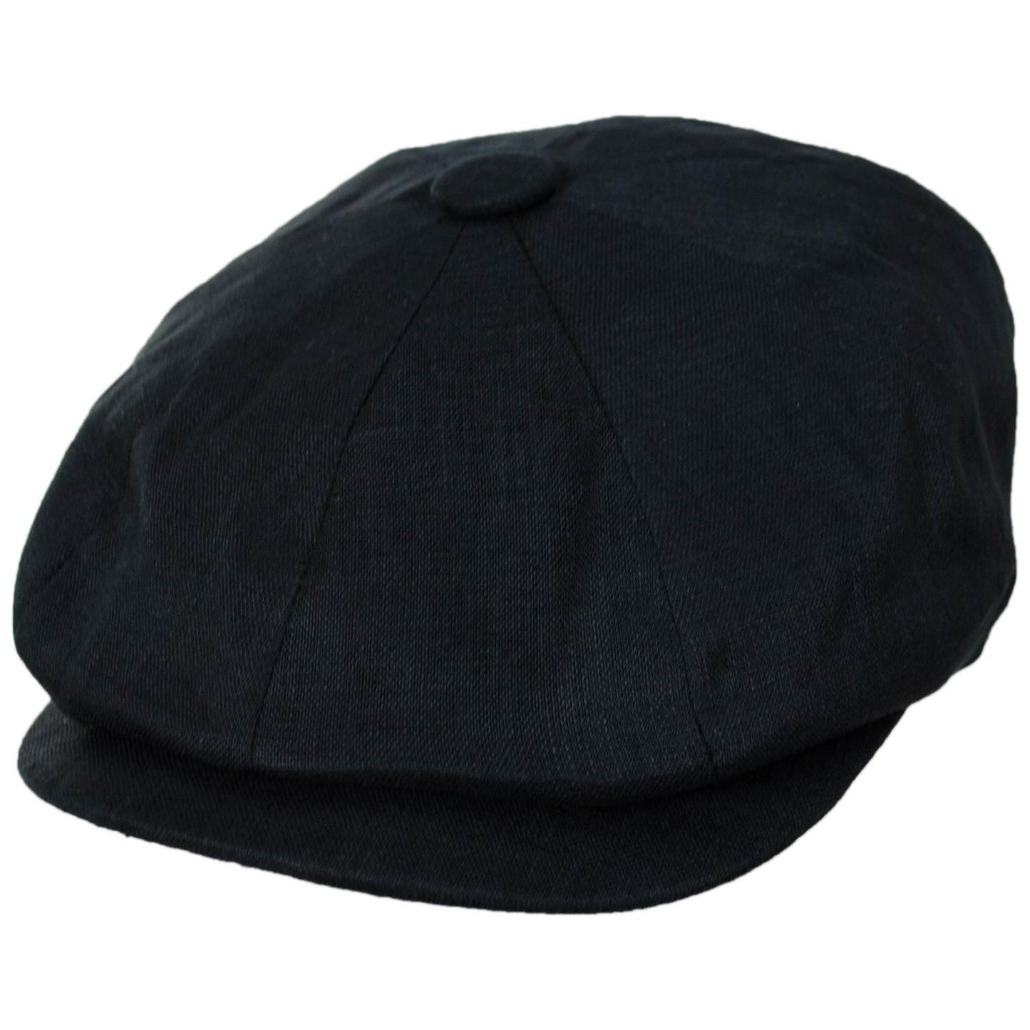 Jaxon Hats | Linen and Cotton Newsboy Cap | 167774 | lead | BLACK