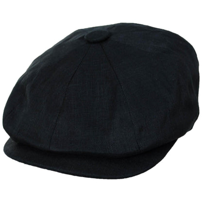 Jaxon Hats | Linen and Cotton Newsboy Cap | 167774 | lead | BLACK