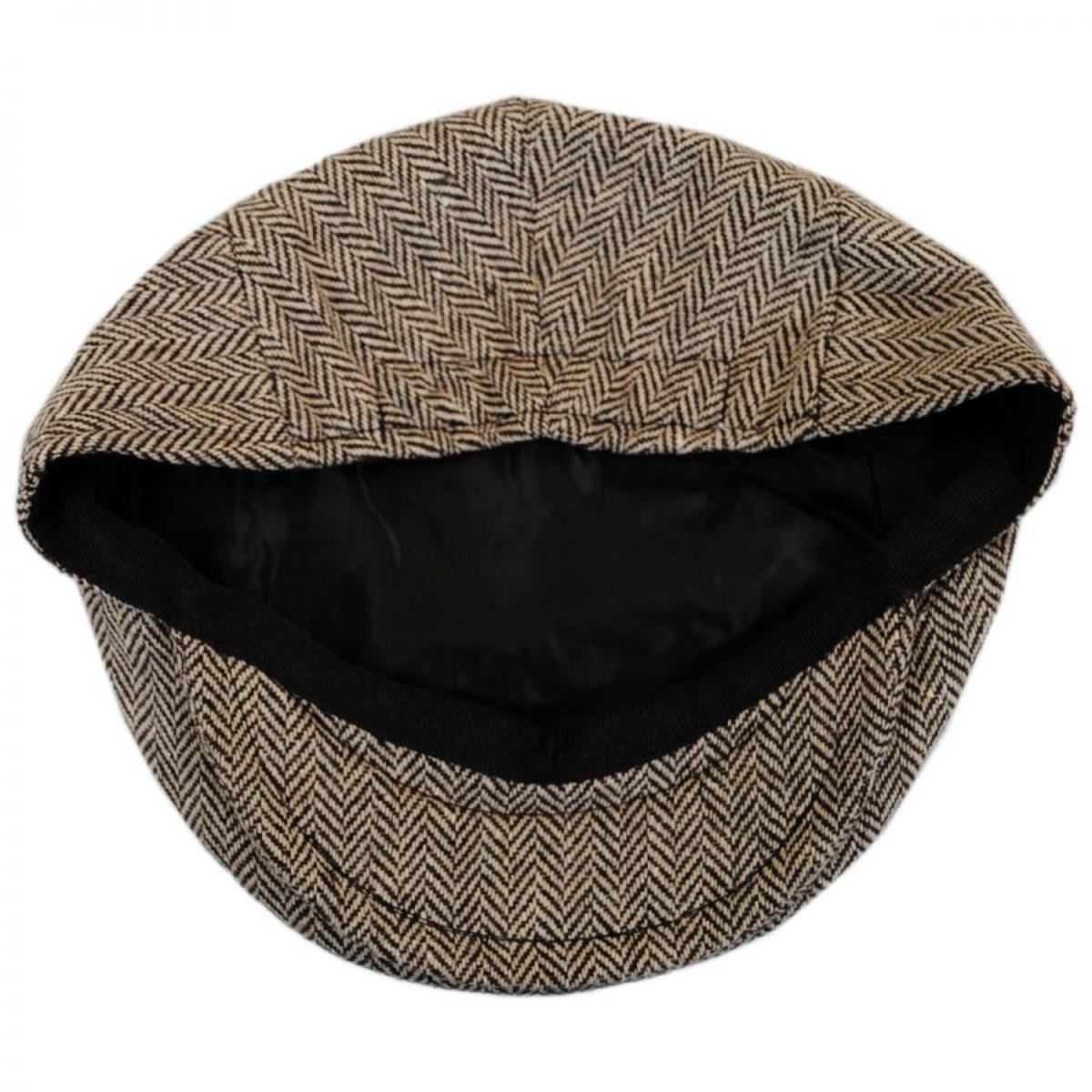 Jaxon Hats | Kid's Herringbone Wool Blend Ivy Cap | 512104 | under | BROWN
