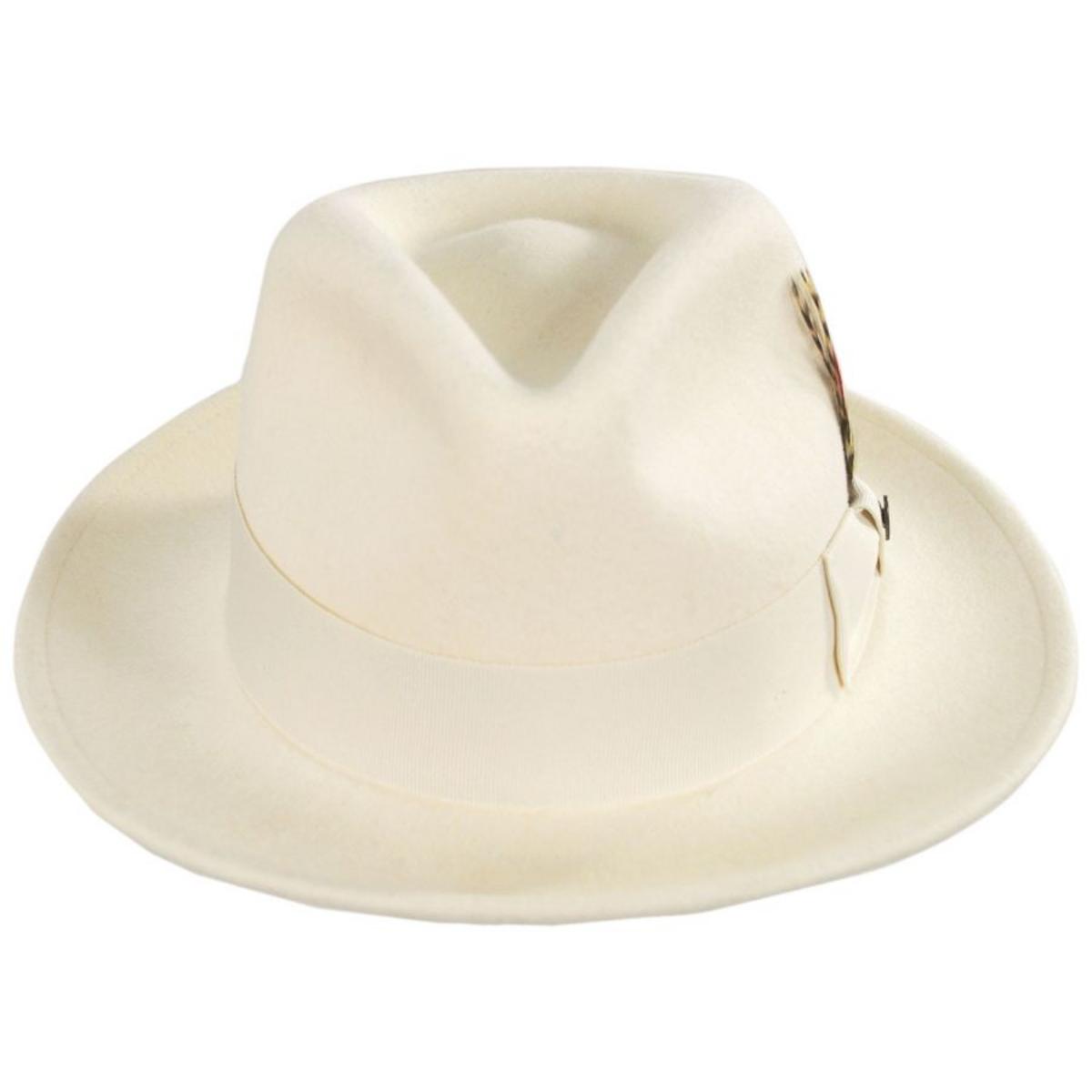 Jaxon Hats | Pachuco Crushable Wool Felt Fedora Hat - Cream | 135008C | front | CREAM