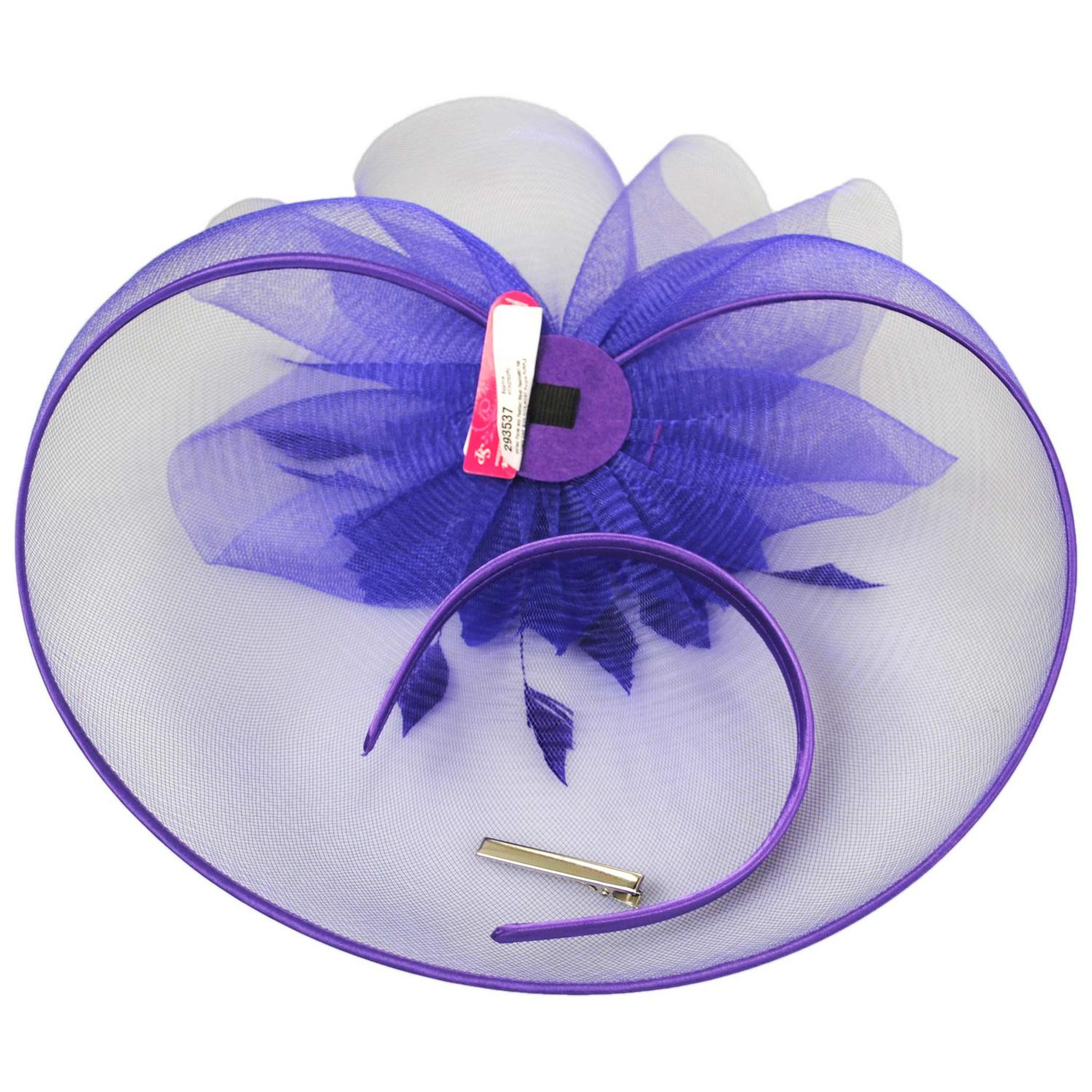 Sophia | Veiled Floral and Feather Mesh Fascinator Hat | 122903 | under | PURPLE