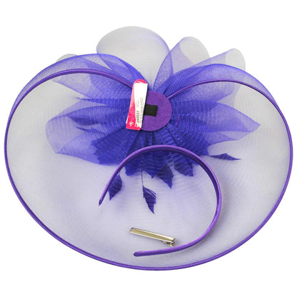 Sophia | Veiled Floral and Feather Mesh Fascinator Hat | 122903 | under | PURPLE