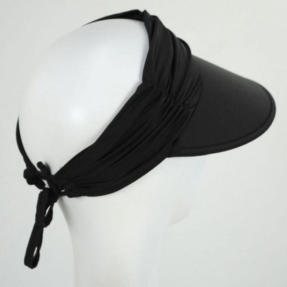 Cappelli | Ruched Crown Swim Visor | 195015 | profile | BLACK