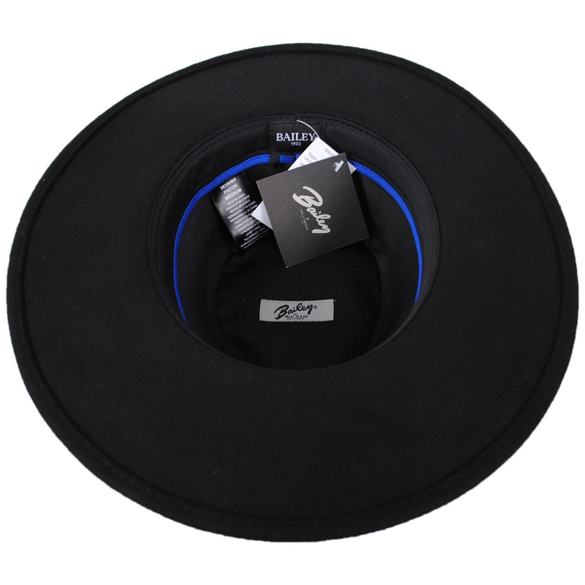 Bailey 1922 | Piston Wool Felt Aussie Hat | 130349 | under | BLACK