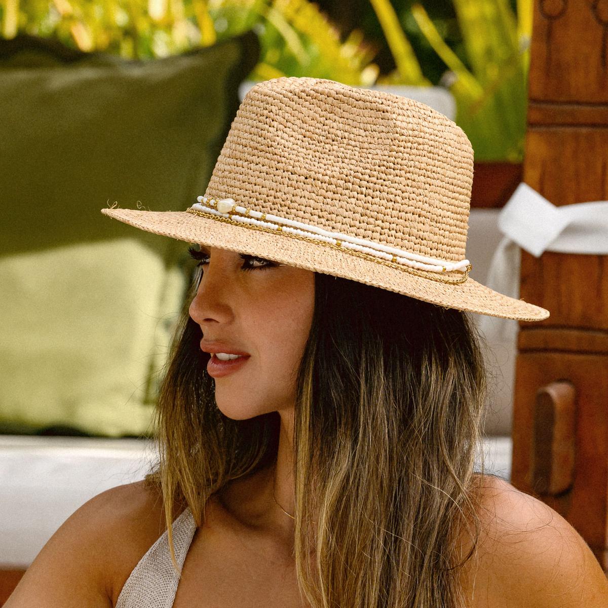 NIKKI BEACH | Arielle Raffia Straw Fedora Hat | 102658 | lsftwo | NATURAL