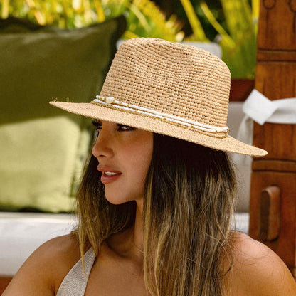 NIKKI BEACH | Arielle Raffia Straw Fedora Hat | 102658 | lsftwo | NATURAL