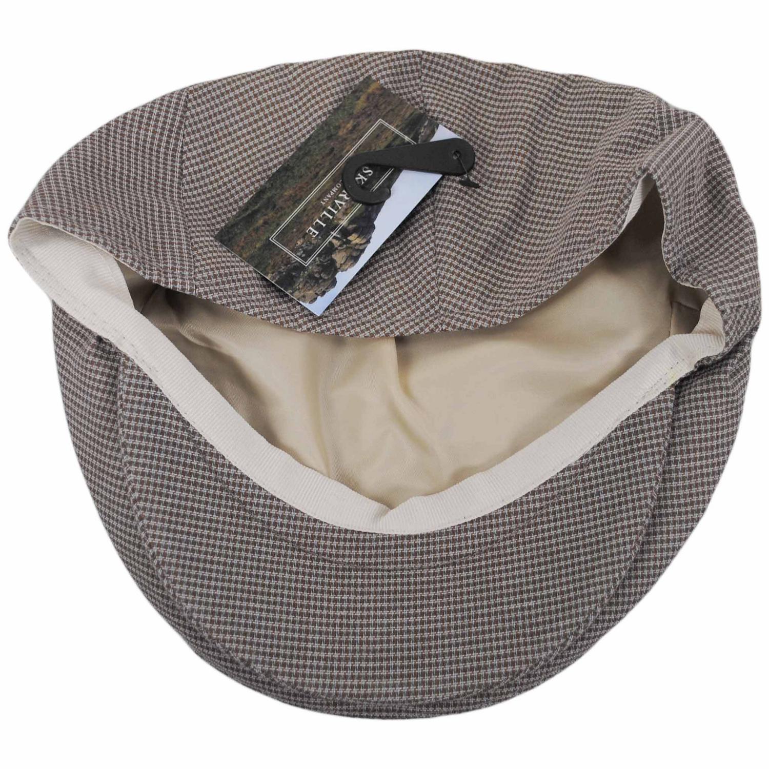 Baskerville Hat Company | Talbot Cotton Micro Houndstooth Ivy Cap | 167676 | under | TAUPE