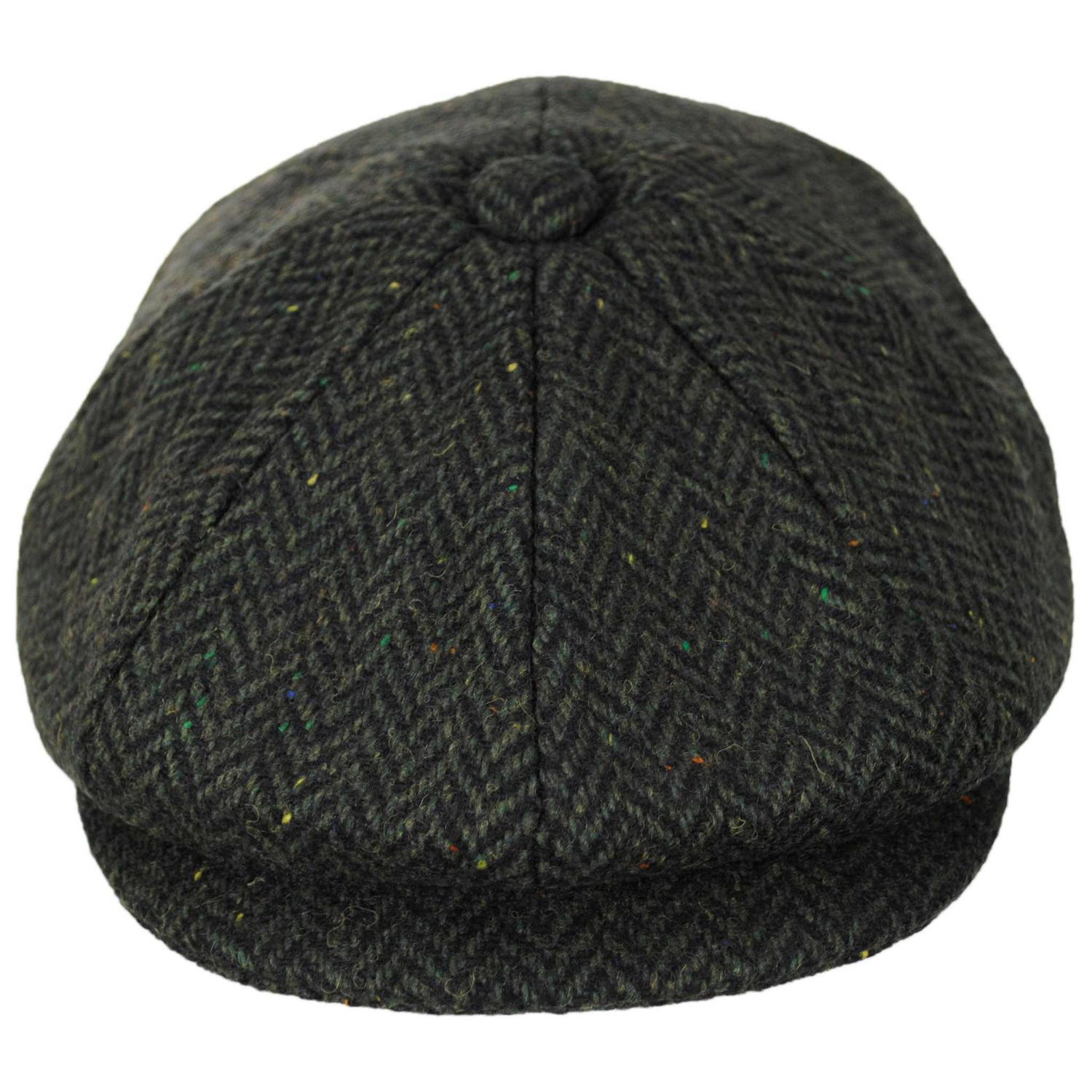 Jaxon Hats | Cambridge Herringbone Wool Newsboy Cap | 167778 | front | GREEN