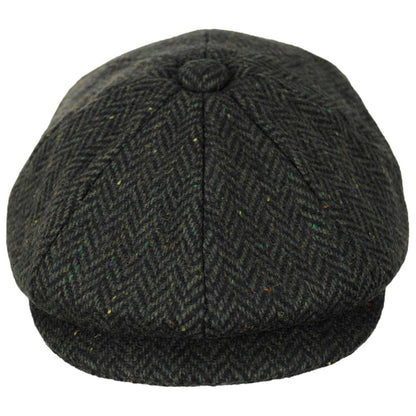 Jaxon Hats | Cambridge Herringbone Wool Newsboy Cap | 167778 | front | GREEN