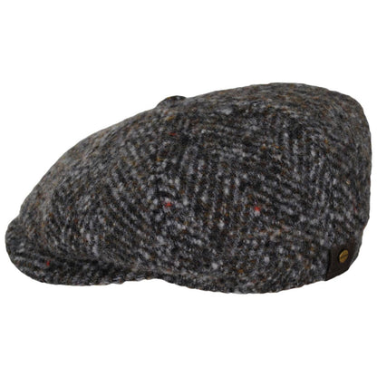 Stetson | Hatteras Grande Herringbone Wool Newsboy Cap | 160383 | profile | BEIGE/GREY HERRINGBONE