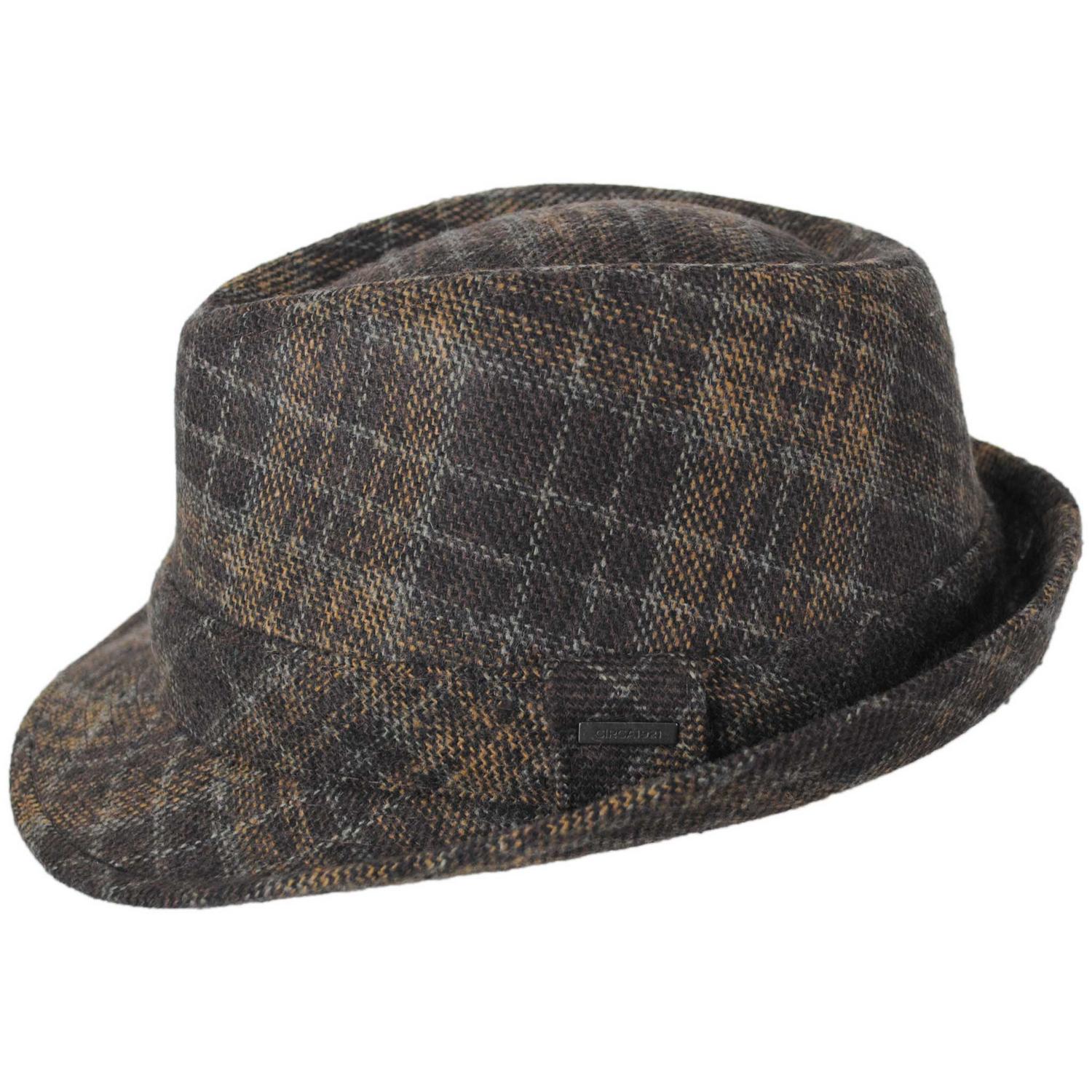 Dorfman Pacific | Chester Plaid Fedora Hat | 140244 | profile | BROWN