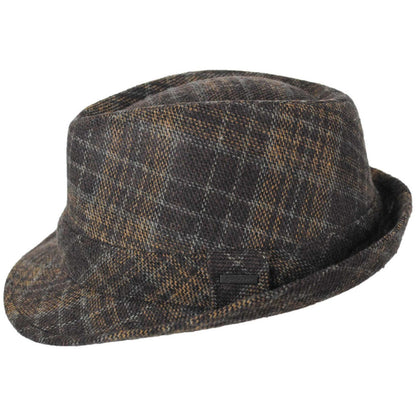 Dorfman Pacific | Chester Plaid Fedora Hat | 140244 | profile | BROWN