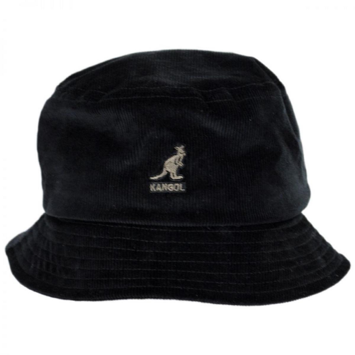 Kangol | Corduroy Cotton Blend Bucket Hat | 185710 | front | BLACK