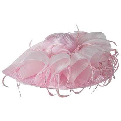 Whittall & Shon | Organza Ruffles Satin Swinger Dress Hat | 124294 | front | PINK