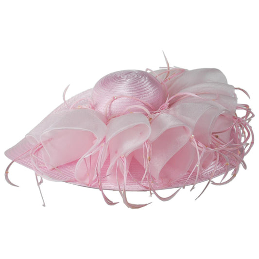 Whittall & Shon | Organza Ruffles Satin Swinger Dress Hat | 124294 | front | PINK
