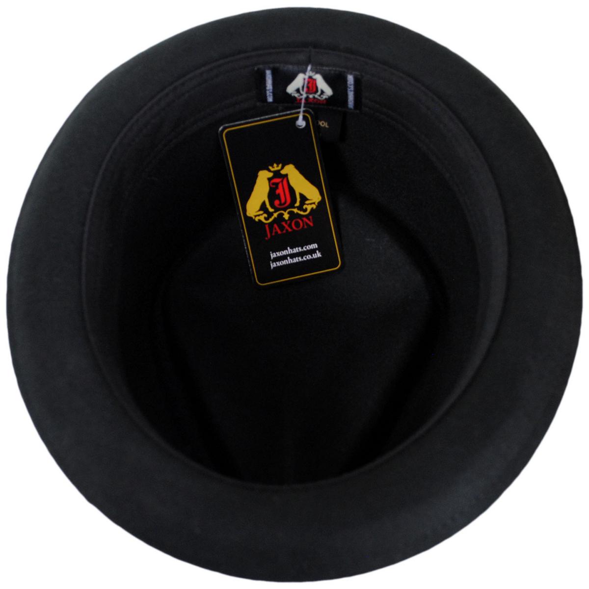 Jaxon Hats | Crushable Wool Felt Diamond Crown Fedora Hat | 135006 | under | BLACK