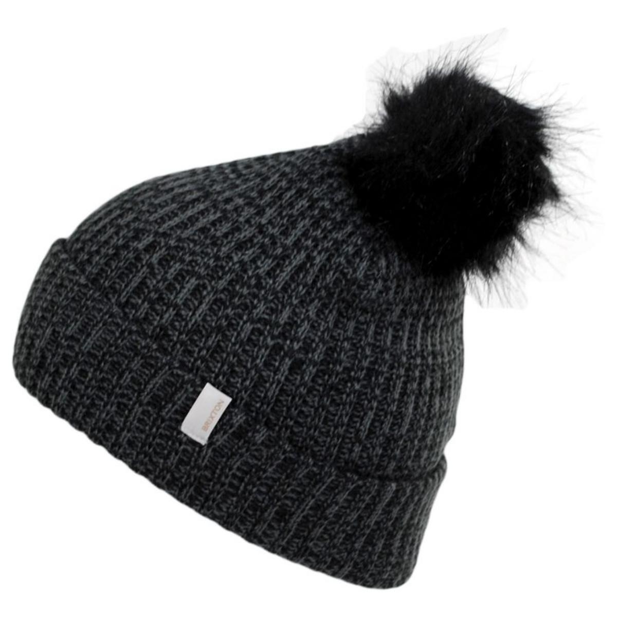 BRIXTON HATS | Alison Faux Fur Pom Beanie Hat | 502721 | profile | BLACK/GREY