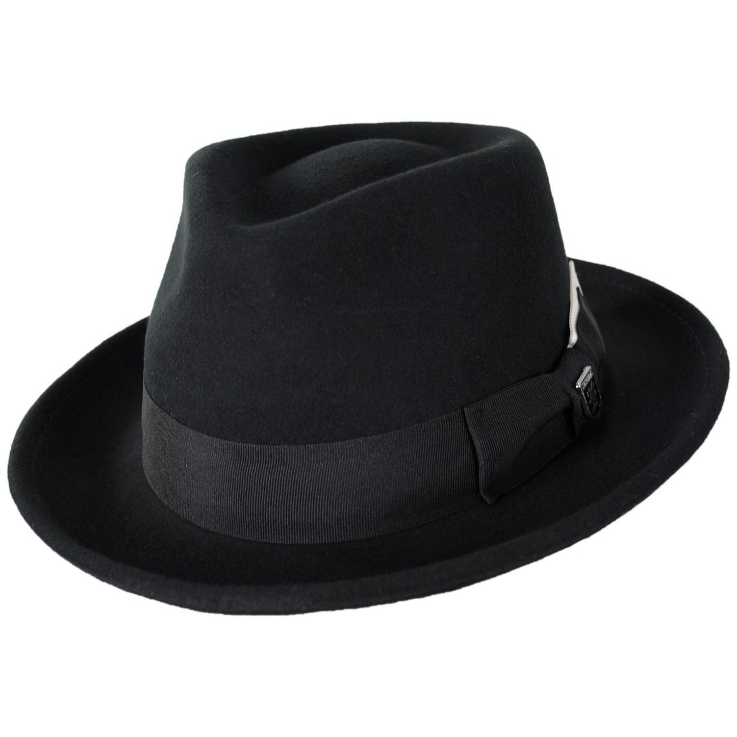 Stacy Adams | Mickey Wool Felt Fedora Hat | 130425 | lead | BLACK/WHITE