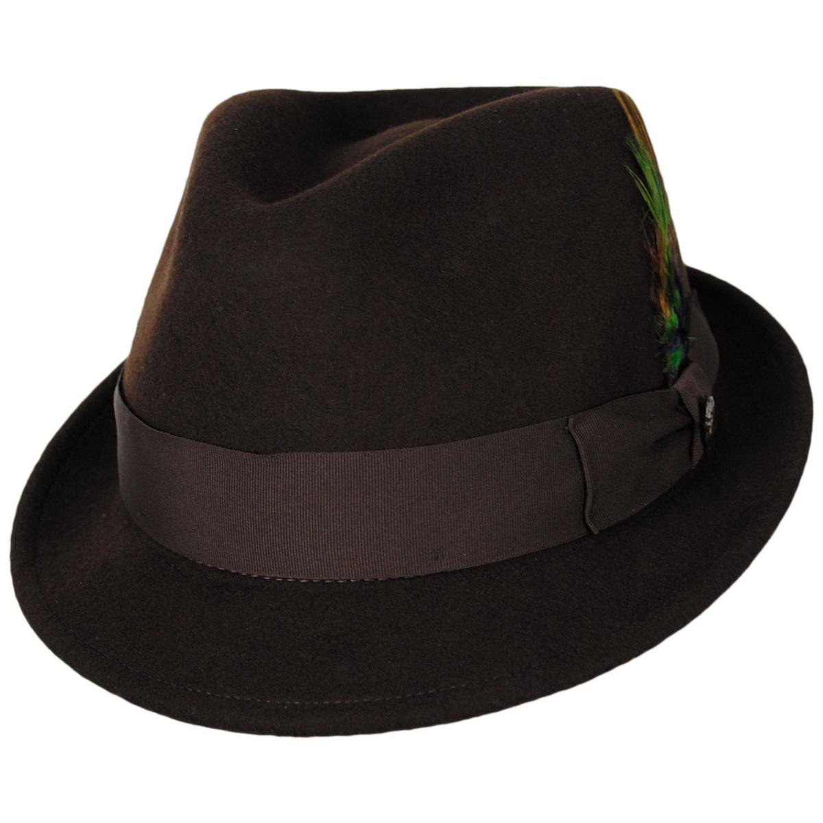 Bigalli | Roma Wool Felt Stingy Brim Fedora Hat | 131435 | lead | CHOCOLATE