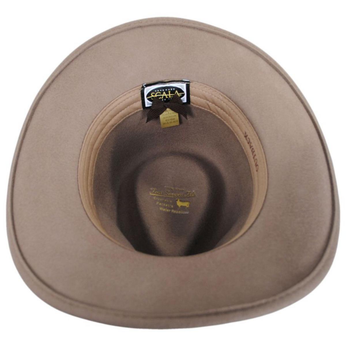 Scala | Dakota Wool Crushable Outback Hat | 130443 | under | PUTTY