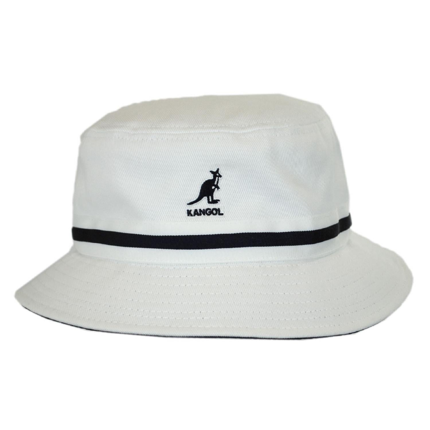 Kangol | Stripe Lahinch Cotton Bucket Hat | 185718 | front | WHITE