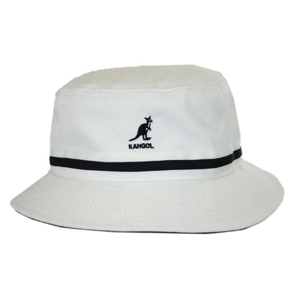 Kangol | Stripe Lahinch Cotton Bucket Hat | 185718 | front | WHITE